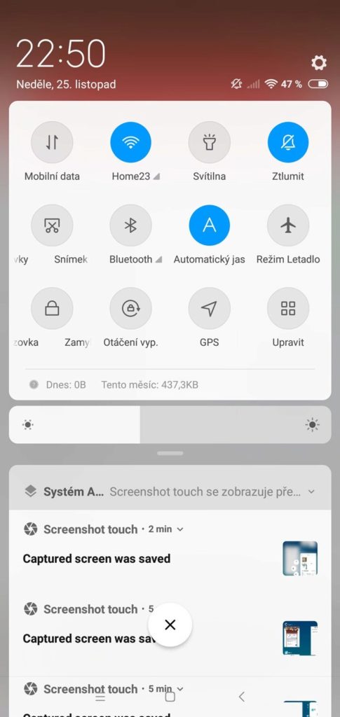 MIUI 10 rychlý panel 02
