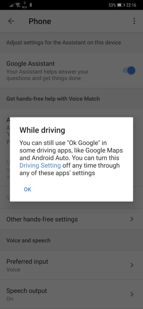 Potvrzení Google Assistant Voice Match