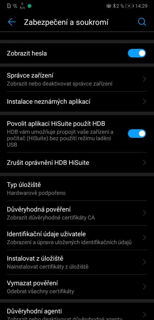 povoleni aplikace HiSuite