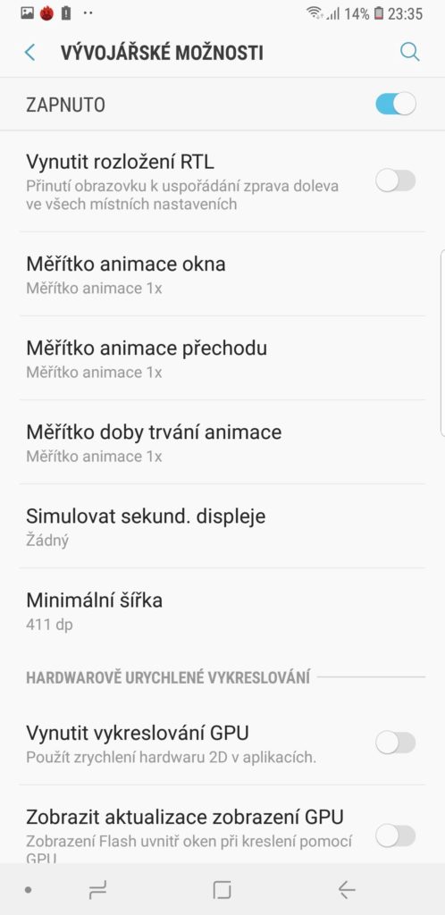 rychlost animace samsung