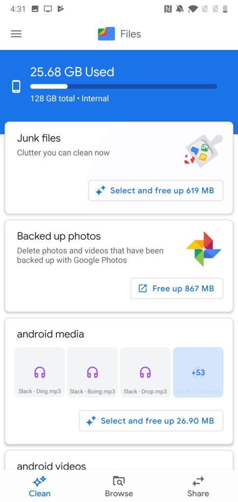 spravce souboru google files