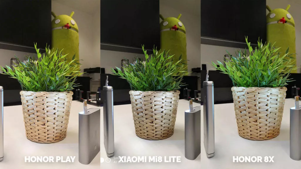 Srovnani fotoaparatu Honor Play vs Xiaomi Mi 8 Lite vs Honor 8X test blesku umela kvetina