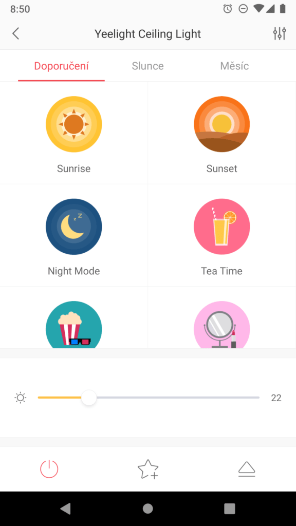 Xiaomi Yeelight vyber rezimu