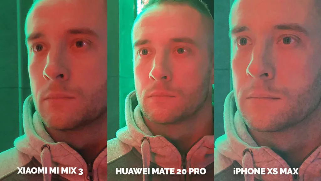 Fototest Xiaomi Mi Mix 3 vs Huawei Mate 20 Pro vs Apple iPhone XS Max noc portret detail