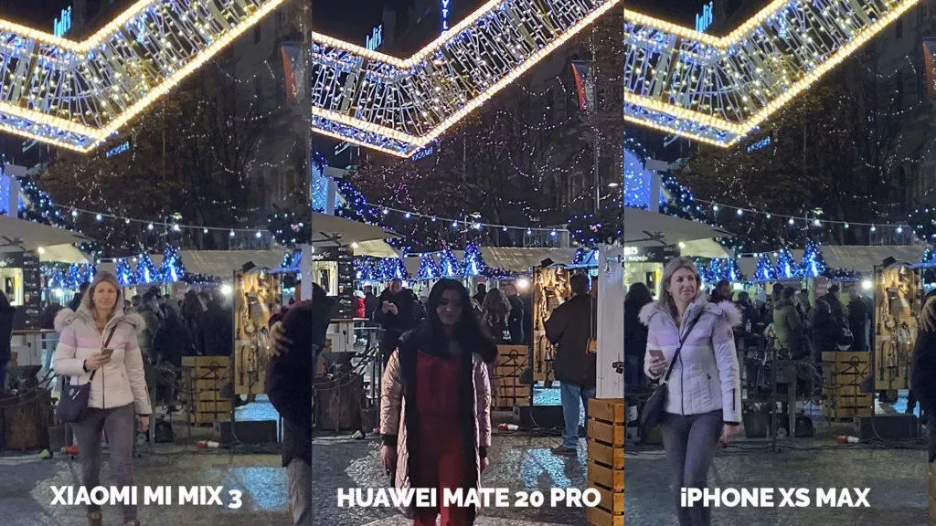 Fototest Xiaomi Mi Mix 3 vs Huawei Mate 20 Pro vs Apple iPhone XS Max nocni fotografie detail