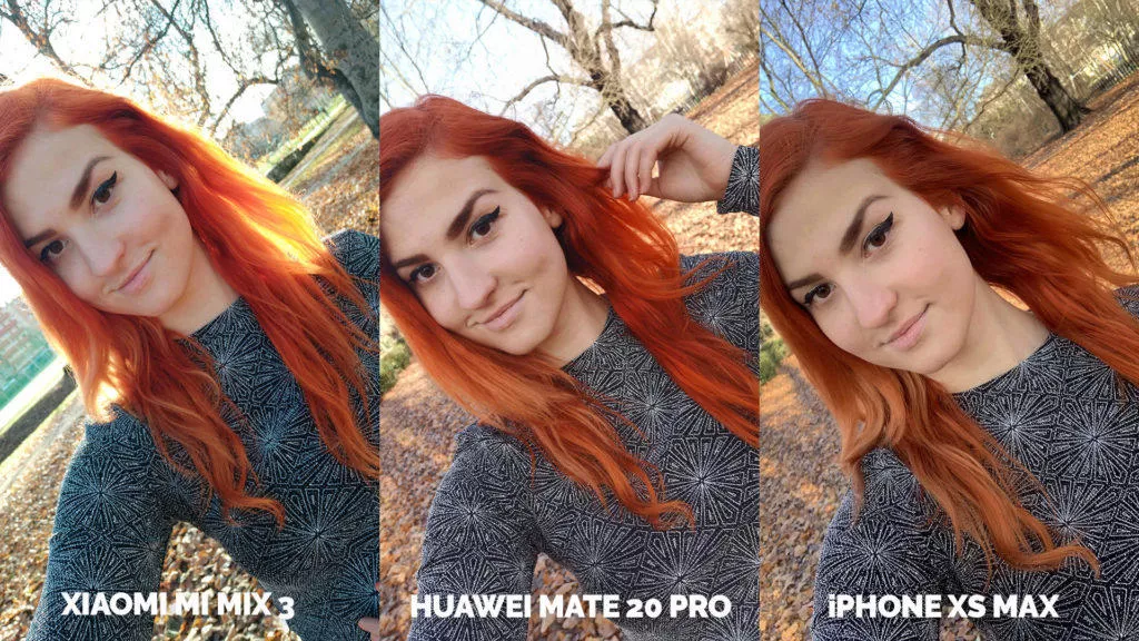 Fototest Xiaomi Mi Mix 3 vs Huawei Mate 20 Pro vs Apple iPhone XS Max selfie kamera