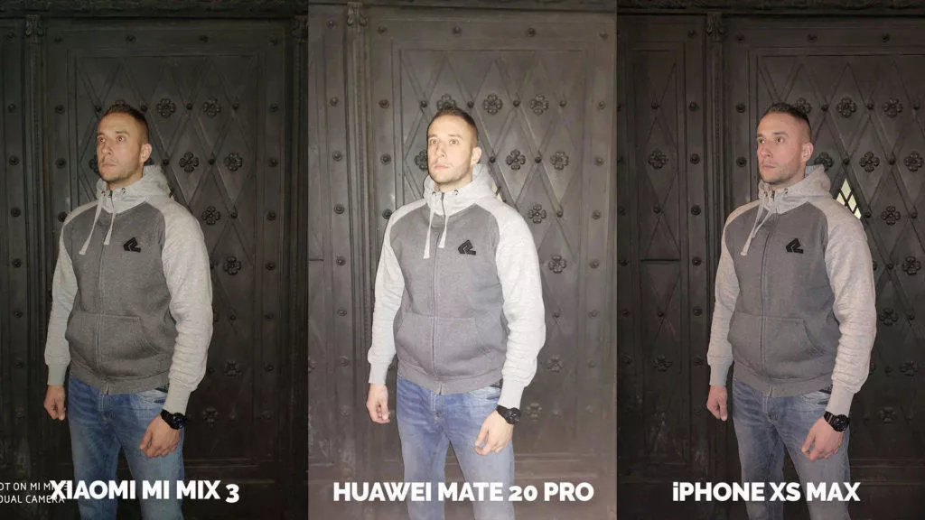 Fototest Xiaomi Mi Mix 3 vs Huawei Mate 20 Pro vs Apple iPhone XS Max test blesku