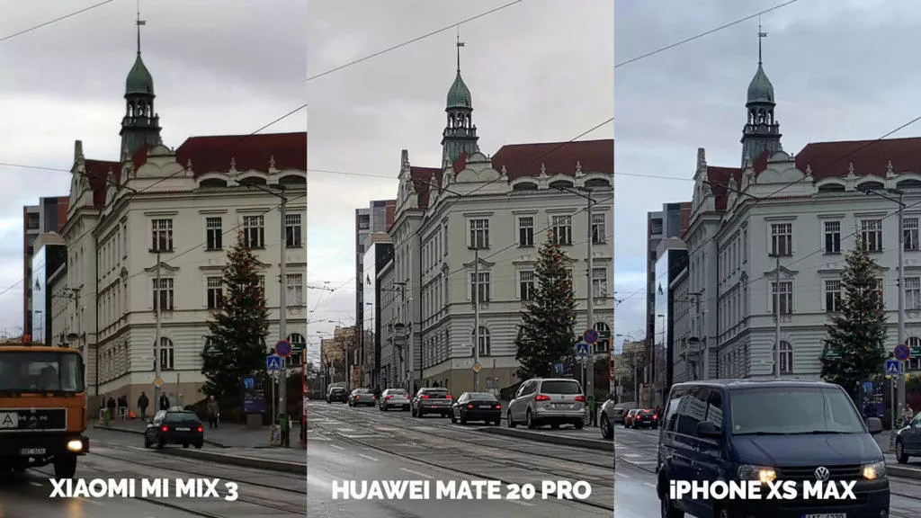 Fototest Xiaomi Mi Mix 3 vs Huawei Mate 20 Pro vs Apple iPhone XS Max ulice detail
