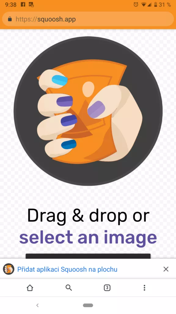 Google Squoosh aplikace fotografie