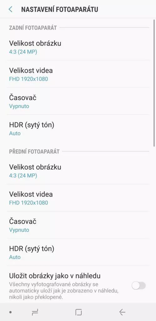 nastaveni fotoaparatu samsung galaxy A7