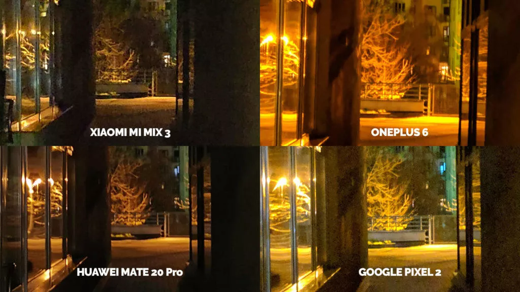 Noční režim Xiaomi Google Huawei OnePlus podchod detail