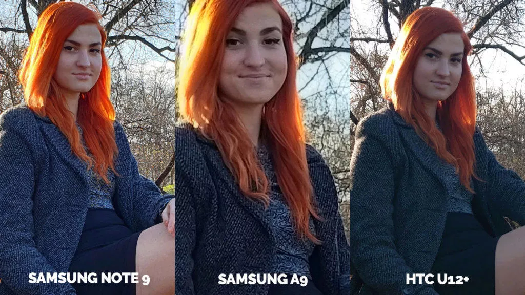 Srovnání fotoaparátů Samsung Galaxy A9 vs Samsung Galaxy Note 9 vs HTC U12+ protisvetlo detail