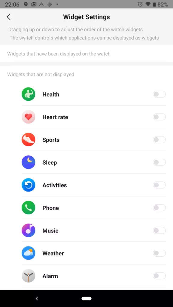 Xiaomi Amazfit aplikace v hodinkach