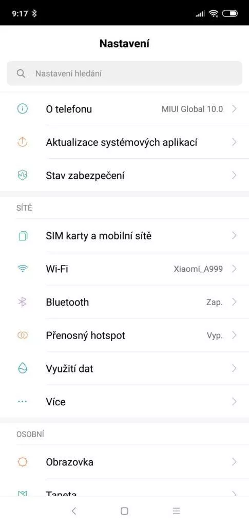 Xiaomi Mi 8 Lite nastavení