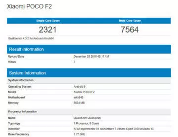 xiaomi pocophone f2 geekbench