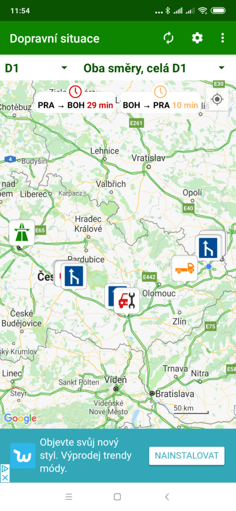 Dopravní situace na dálnici D1