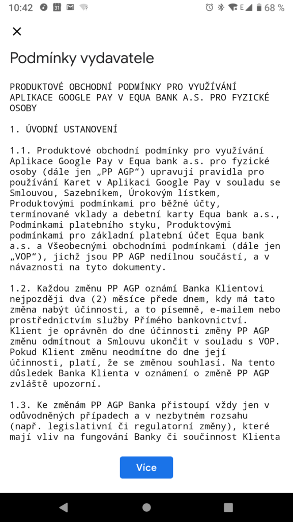 Equa bank Google pay podminky