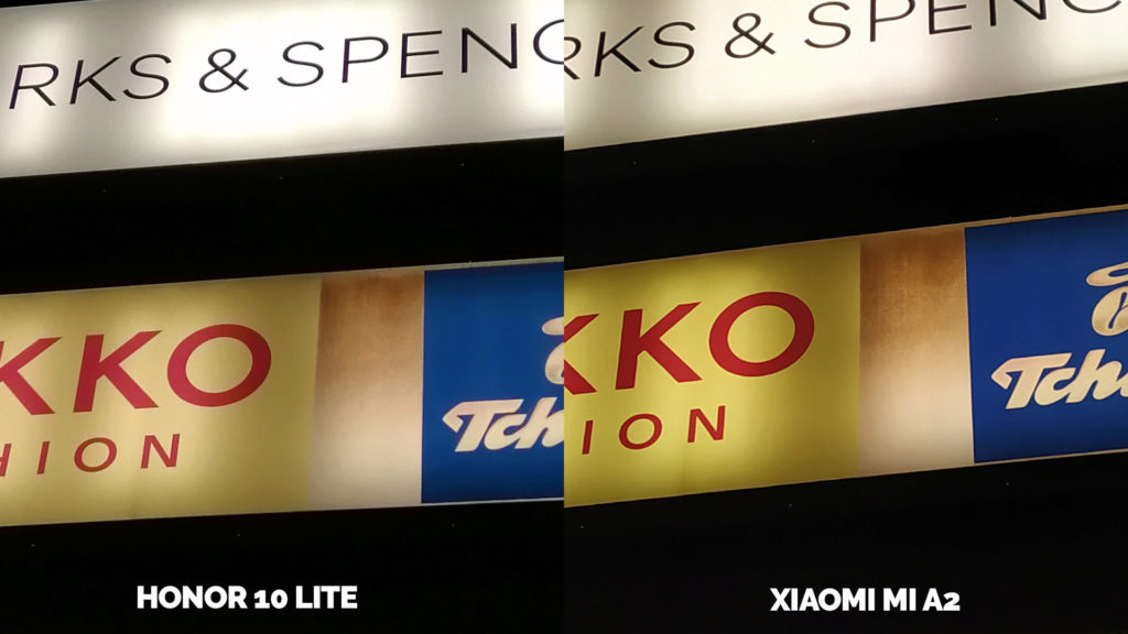 fototest Xiaomi Mi A2 vs Honor 10 Lite nocni fotografie detail