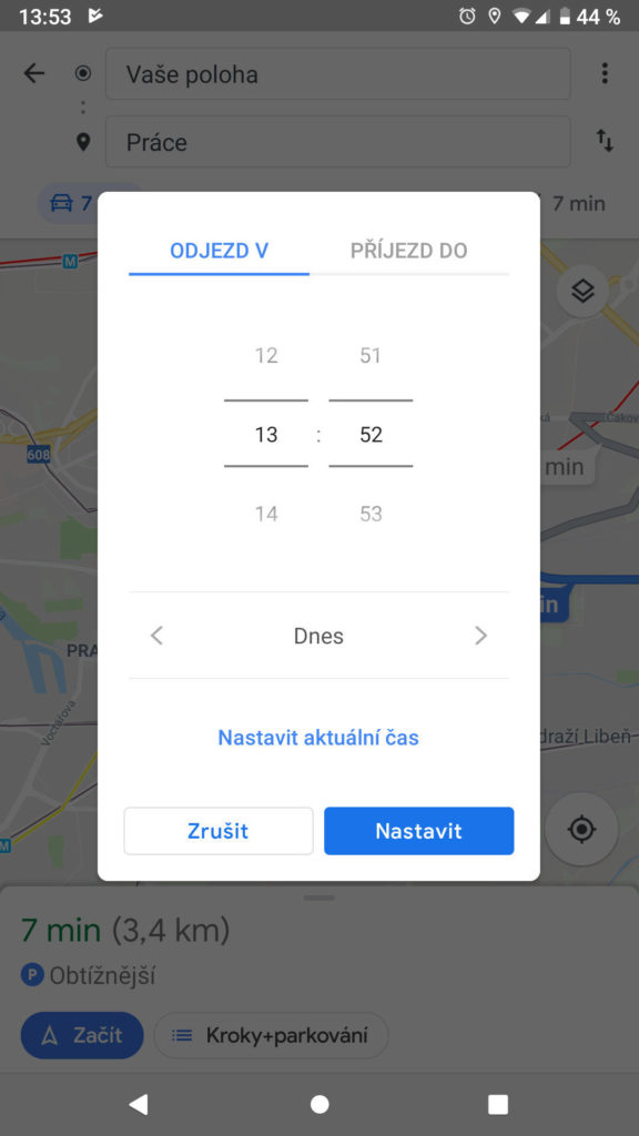 Google mapy odjezd