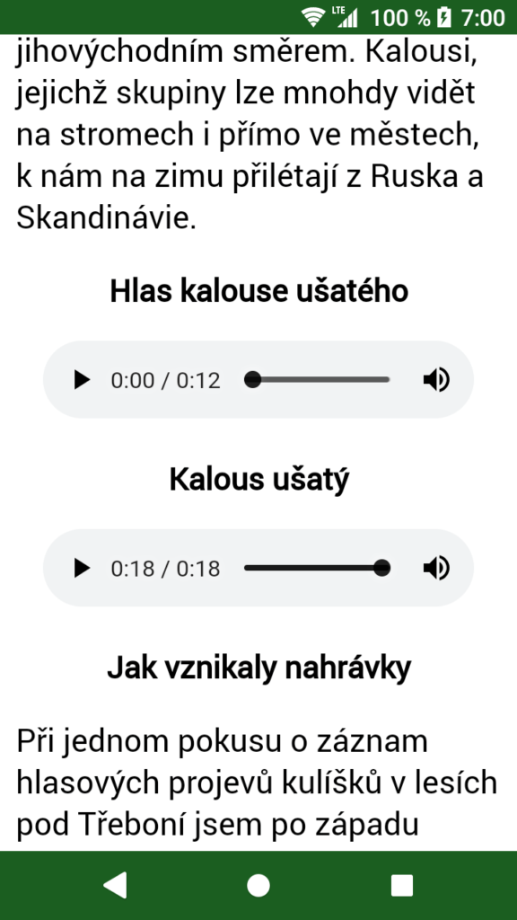 Hlasy ptáků aplikace
