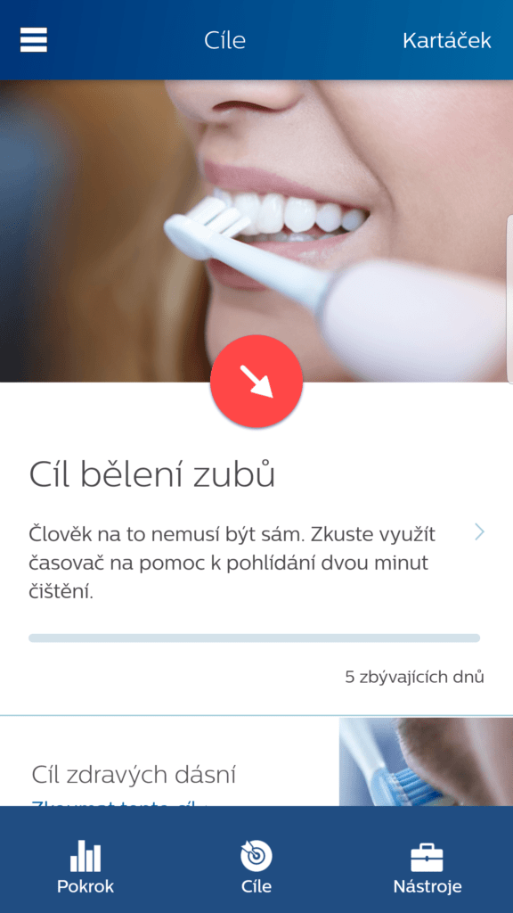 Philips Sonicare aplikace cil beleni zubu