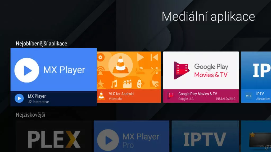 Android TV sledovani TV set top box obchod google play aplikace