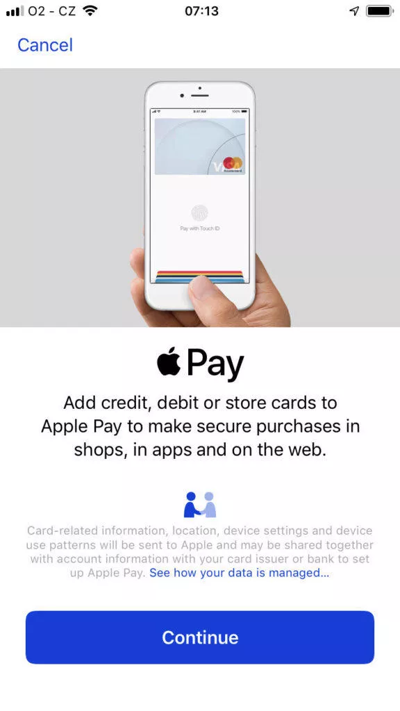 Apple Pay ceska republika pridani platebni karty