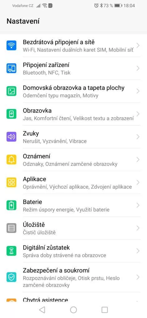 Honor 10 Lite nastavení