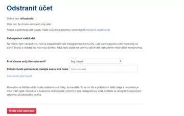 jak smazat instagram úplně