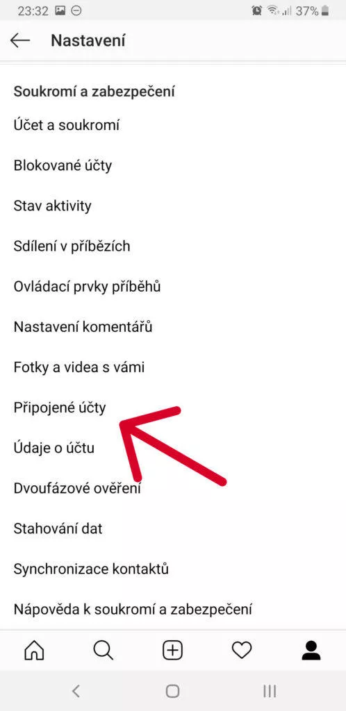 nastaveni instagramu