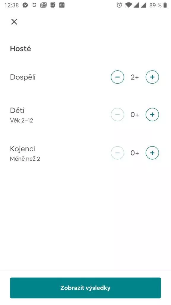 Nastavení počtu osob