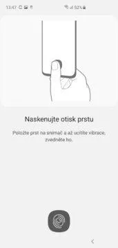 Samsung Galaxy S10 ctecka otisku prstu v displeji skenovani