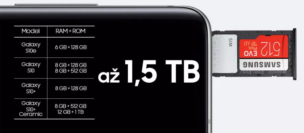 samsung galaxy s10 pamet microsd karty nanosim dual sim