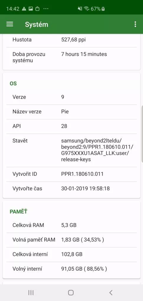 Samsung Galaxy S10 Plus 6GB RAM cpu x