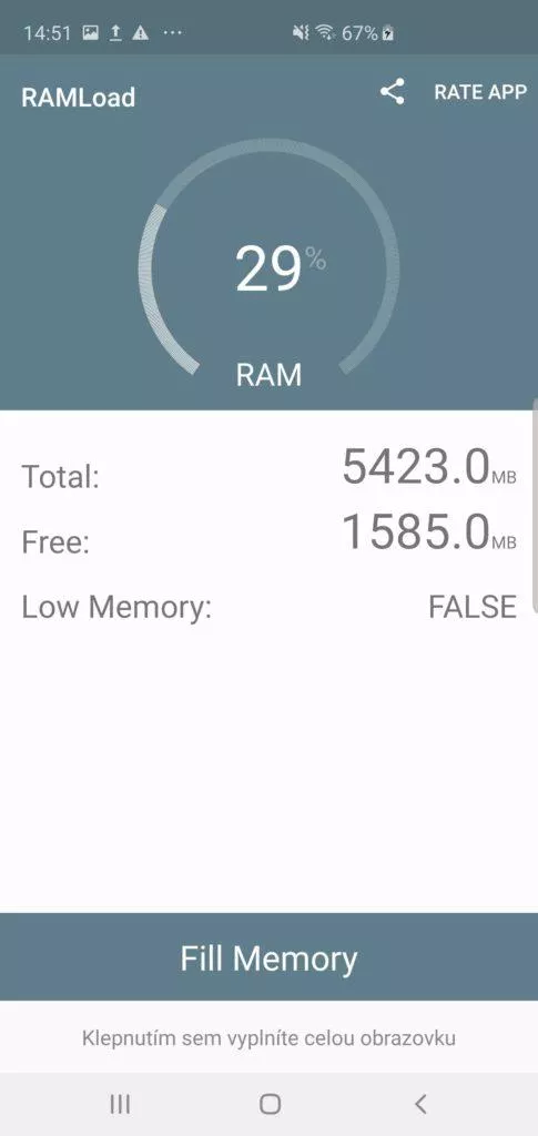 Samsung Galaxy S10 Plus 6GB RAM load aplikace