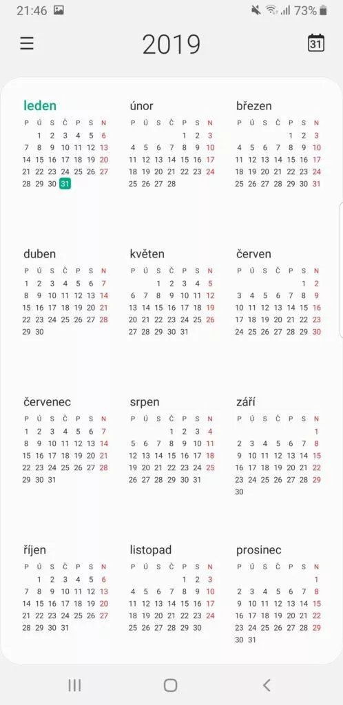 Samsung One UI kalendar