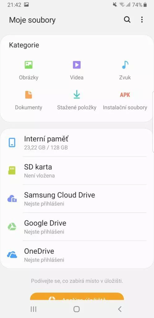 Samsung One UI moje soubory