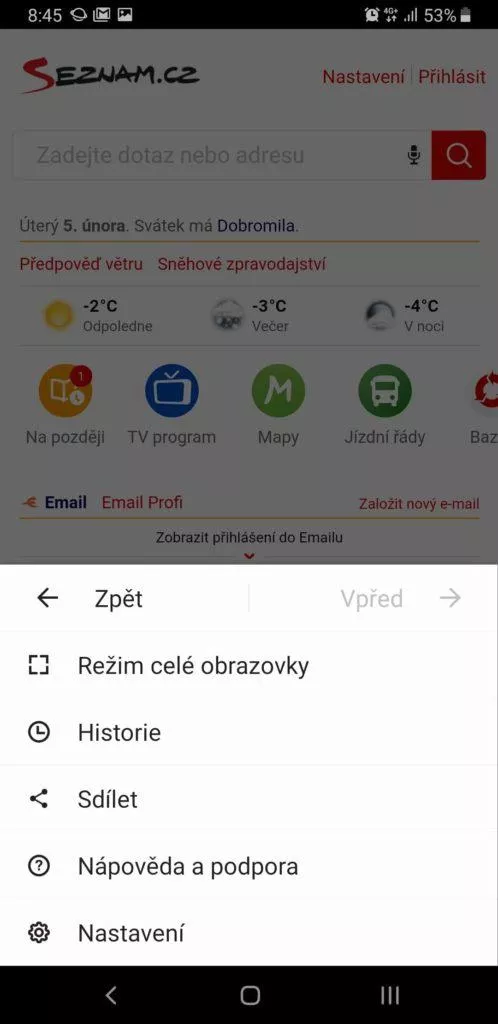seznam cz jako domovská stránka
