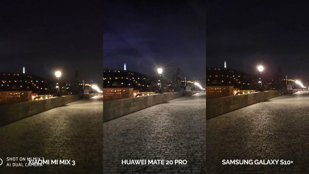 fototest galaxy s10 vs mi mix 3 vs mate 20 pro noc karlův most