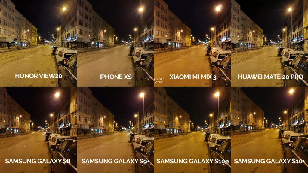 Noční fototest samsung xiaomi huawei apple honor noční ulice