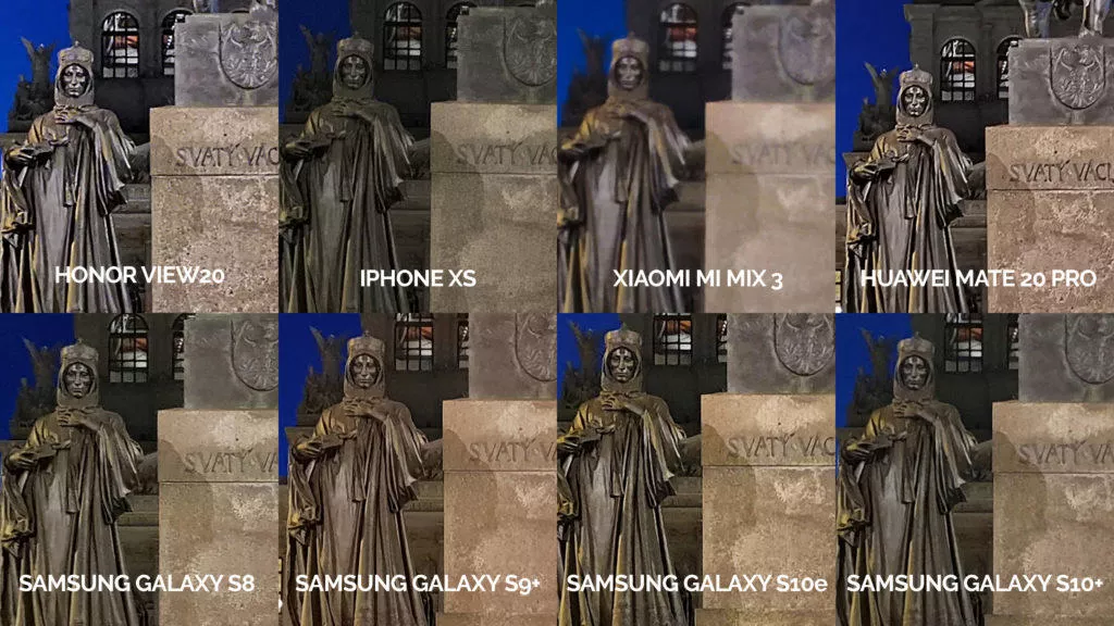 Noční fototest samsung xiaomi huawei apple honor socha svatého václava detail