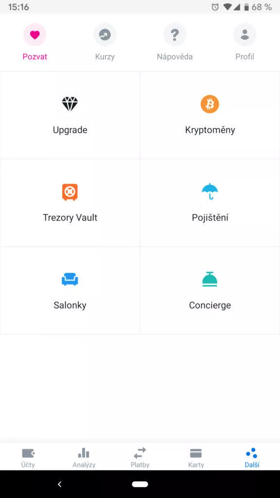 Revolut menu cz