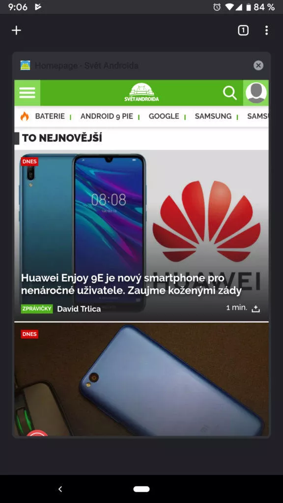 Tmavý režim Google Chrome karty