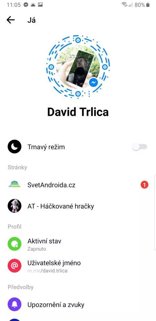 tmavy rezim nastaveni facebook messenger