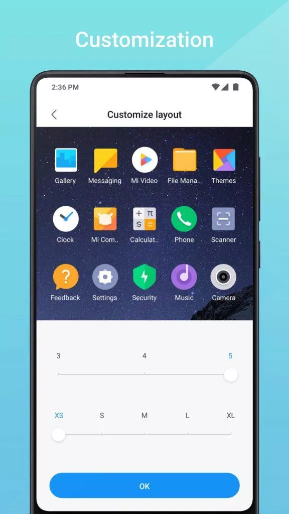 xiaomi mint launcher nastaveni