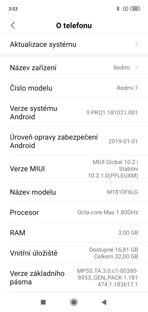 Xiaomi Redmi 7 MIUI nastaveni