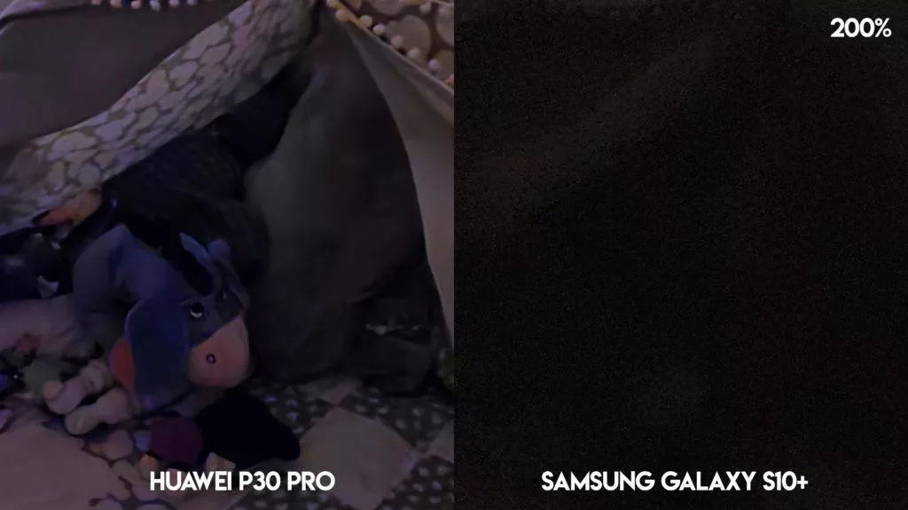 Fototest Huawei P30 Pro vs Samsung Galaxy S10 Plus noční fotografie detail