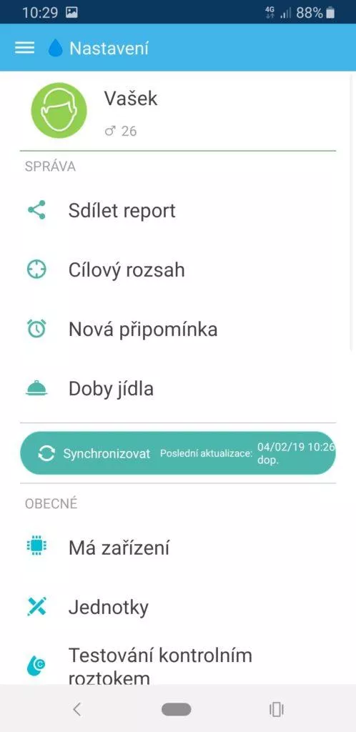 iHealth Align aplikace nastavení
