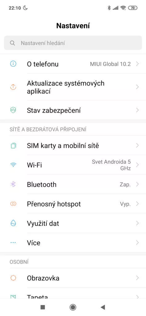Xiaomi Redmi Note 7 miui nastaveni