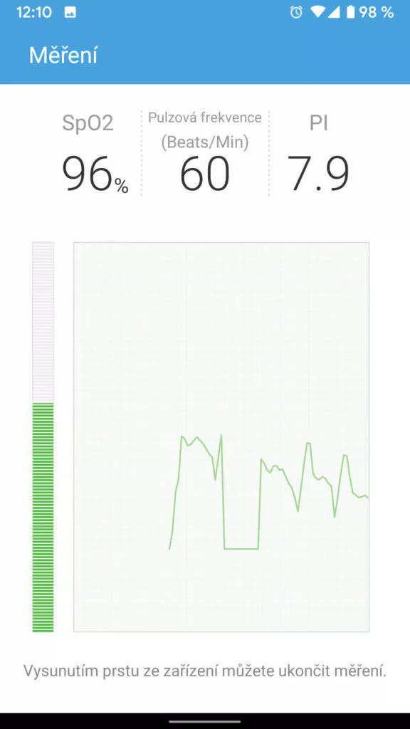 aplikace ihealth myvitals oxymetr mereni zivy prenos